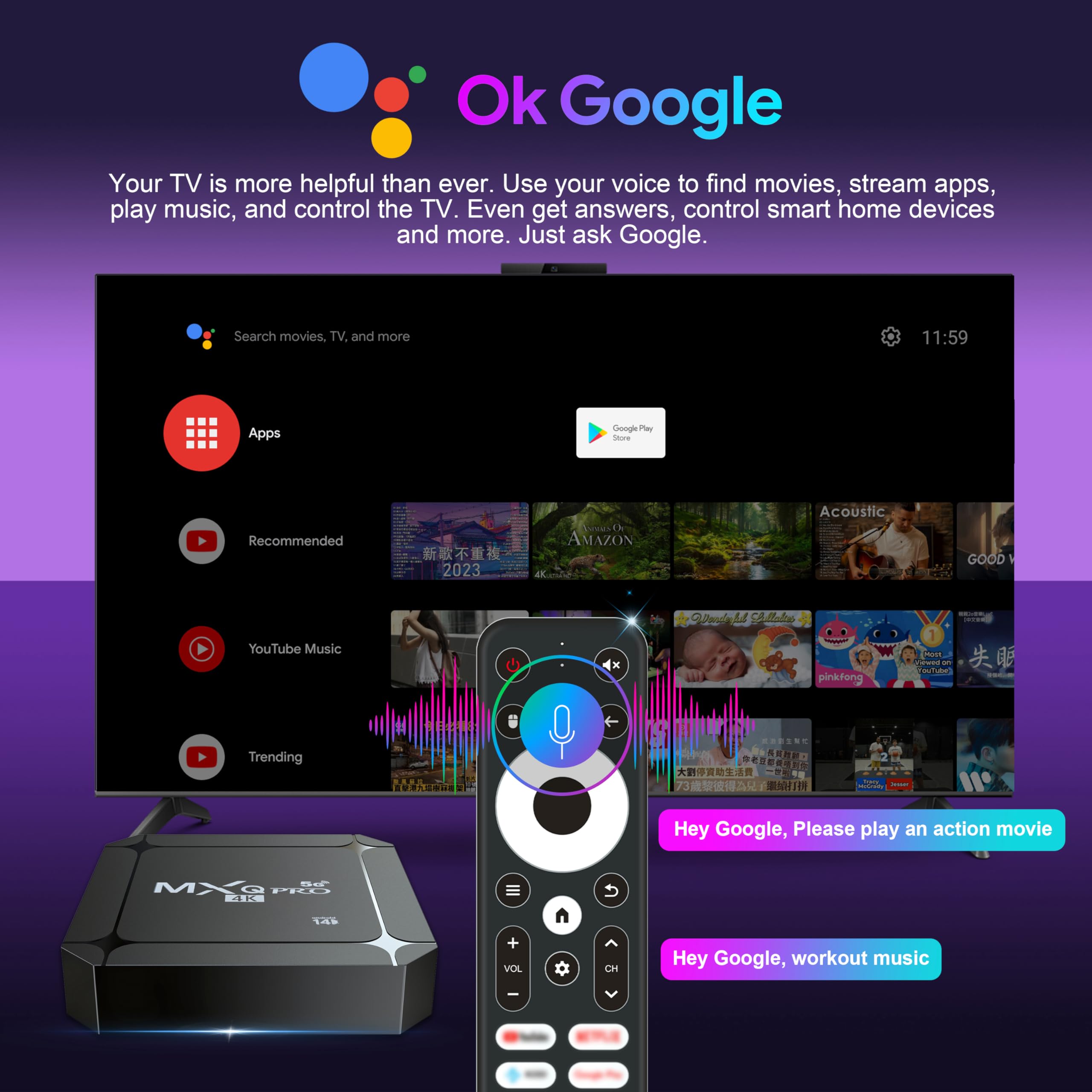 Amazon.com: MXQ Pro 5G Android 14.0 TV Box 2025 Upgraded Ram